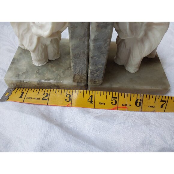 Vintage hand carved alabaster elephant book ends trunk up for good luck Italy - Picture 8 of 10
